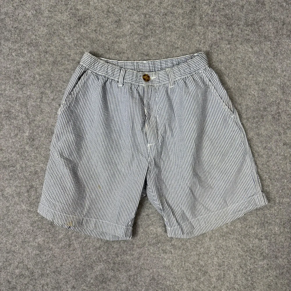 Chubbies Mens Seersucker Shorts Blue White Striped 7 Inch Inseam Size Medium